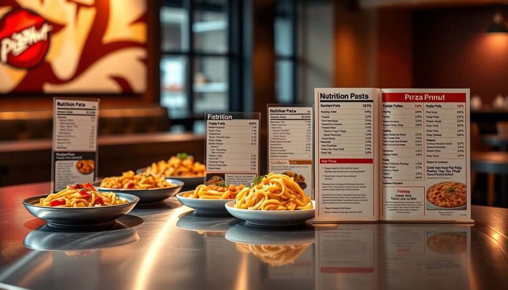 A detailed, high-quality image of the Pizza Hut pasta menu nutrition information, including a sleek, stainless steel table or countertop in the foreground, with various pasta dishes, ingredients, and nutrition labels arranged neatly across the surface. Soft, directional lighting casts a warm, appetizing glow over the scene, and the background is blurred but suggests an upscale, modern restaurant setting. The overall mood is one of clean, professional presentation, highlighting the nutritional details of the pasta offerings in an enticing, informative manner. A detailed, high-quality image of the Pizza Hut pasta menu nutrition information, including a sleek, stainless steel table or countertop in the foreground, with various pasta dishes, ingredients, and nutrition labels arranged neatly across the surface. Soft, directional lighting casts a warm, appetizing glow over the scene, and the background is blurred but suggests an upscale, modern restaurant setting. The overall mood is one of clean, professional presentation, highlighting the nutritional details of the pasta offerings in an enticing, informative manner.